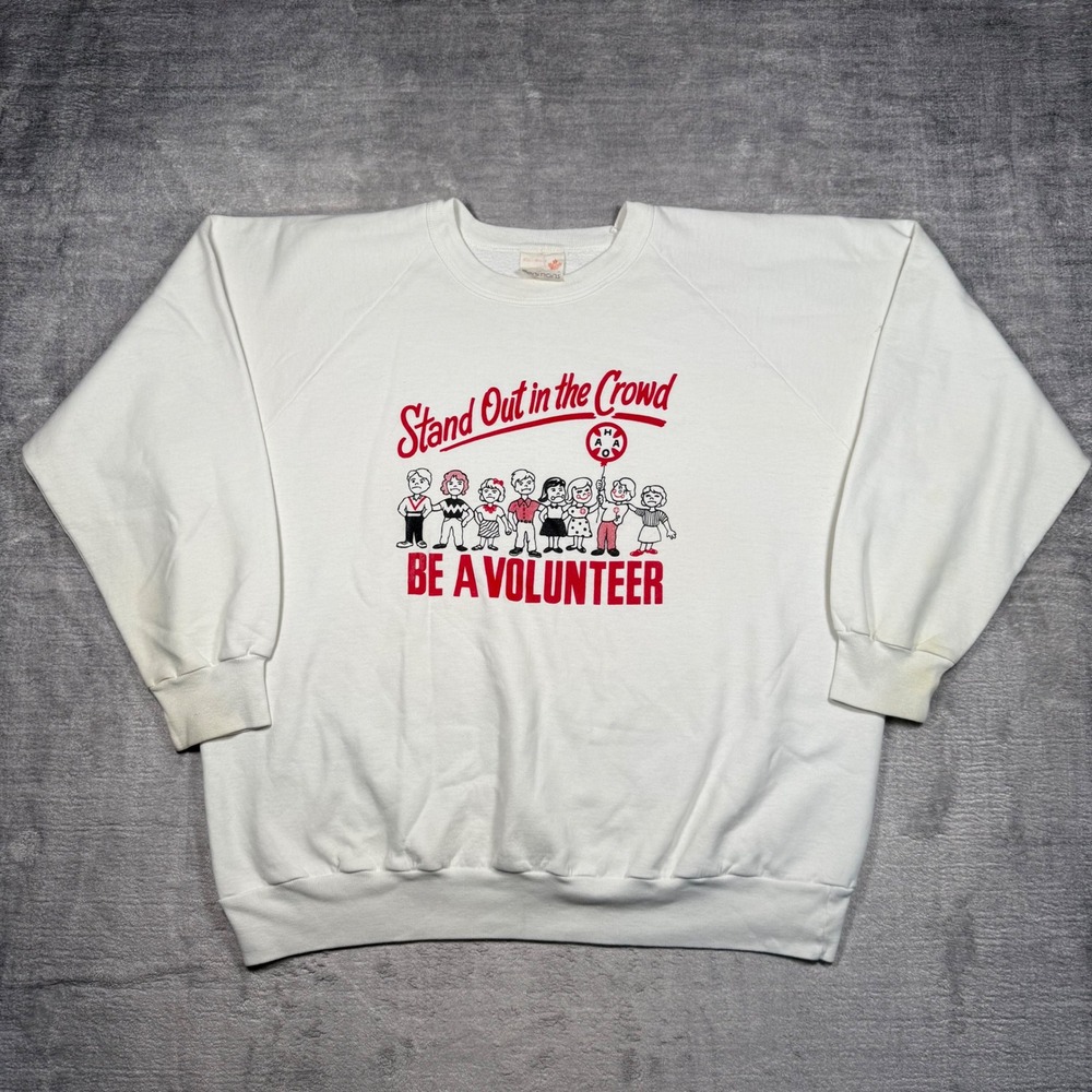 Vintage Nursing Sweatshirt Mens XL White Stand Out In The Crowd Volunteer 80s